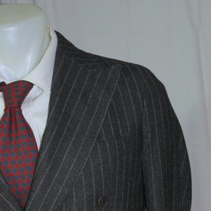 Phineas Cole Charcoal Striped Peak Lapel Double Breasted Suit 40R NWT $3500